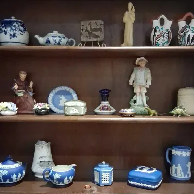 Wedgwood Blue Jasperware, Napco Saint Francis Figurine, Taos Pottery and Decorative Collectibles