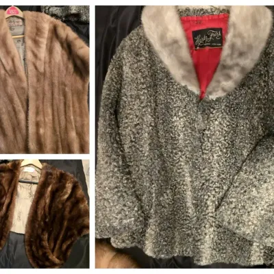 Hertz Furs Mink Cape, Persian Lamb Jacket With Mink Collar & Brown Fur Stole