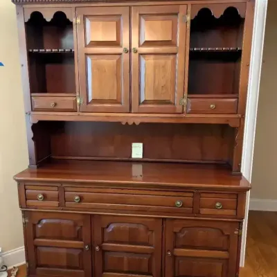 Cockeysville Furniture Company Cherry Wood Two-Piece Normandy Hutch