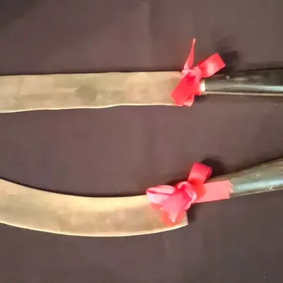 Thai Brass Dessert and Serving Knives with Thepphanom Figures