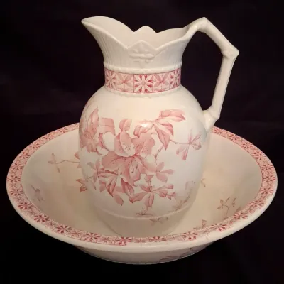 Johnson Brothers England Antique Floral Pitcher & Basin 