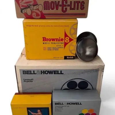 Movie cameras lighting projectors kodak bell howell acme