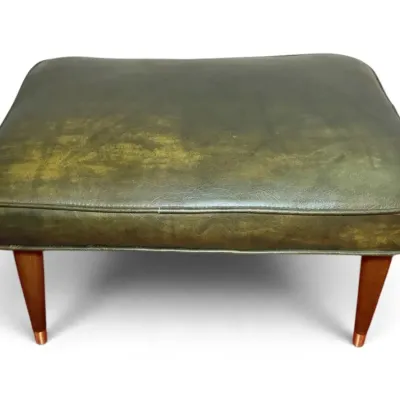 Mcm avocado green vinyl ottoman