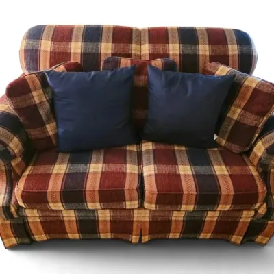 Broyhill cranberry navy plaid loveseat 2