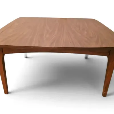Mid century low profile end table with wood grain formica top