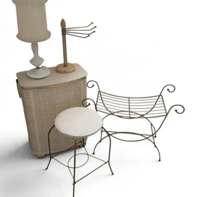 Vintage hollywood regency vanity bench stool hamper lamp towel rack