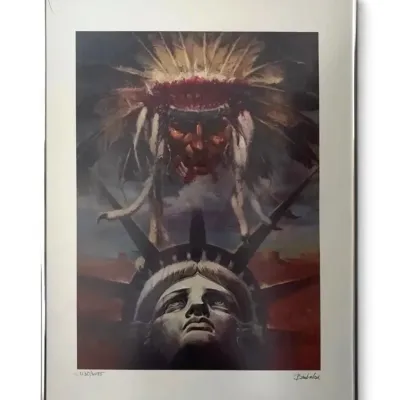 Limited edition lee brubaker art print statue of liberty chief 18 x24