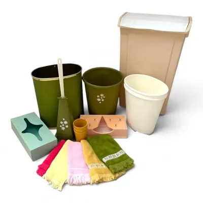 Colorful mcm hand towels wastebaskets tissue boxes toilet brush more