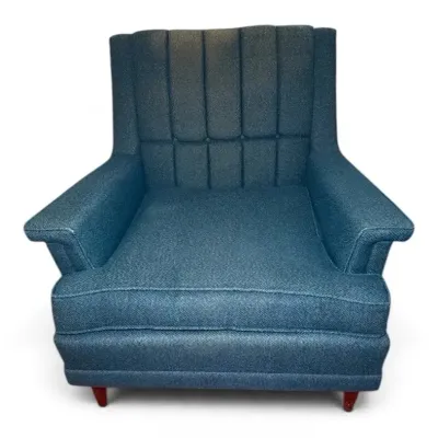 Kroehler mcm blue high back accent chair 1