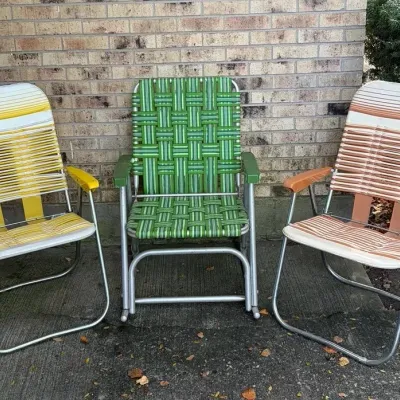 Retro vinyl aluminum folding lawn chairs