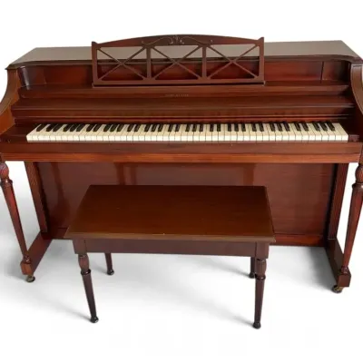Story clark upright wood piano with matching bench