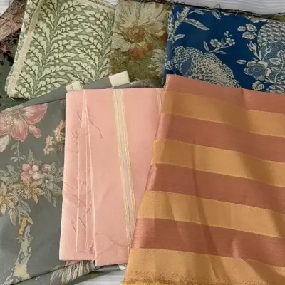 Assorted Decorative Fabric Remnants - Floral, Striped & Botanical Patterns, & Clarence House Fabric