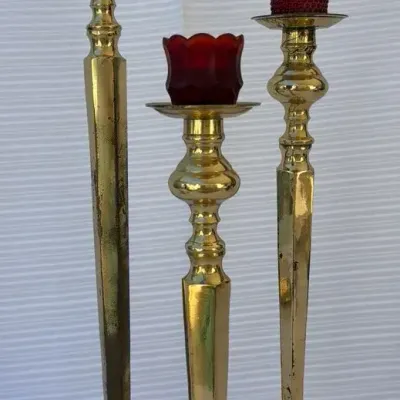 Large Polished Brass Candlesticks