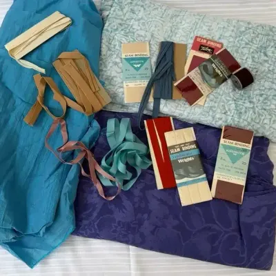 Assorted Fabric, Zippers & Sewing Notions