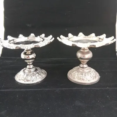 Pair Silver Tone Candle Holders