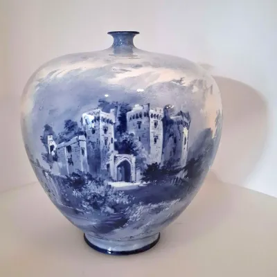 Doulton Burslem Hand Painted Vase Kaglan Castle Signed A. Wagg
