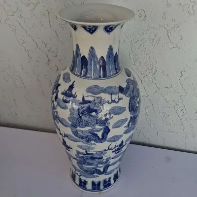 Blue and White Chinoiserie Vase