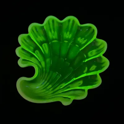 Sanibel Shell Dish or Tray, Vaseline (Uranium) Opalescent Glass
