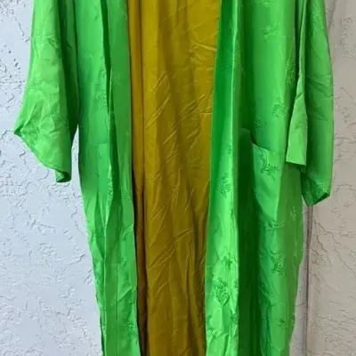 Vintage Sakowitz Silk Kimono Robe, Made In British Hong Kong, Sz M