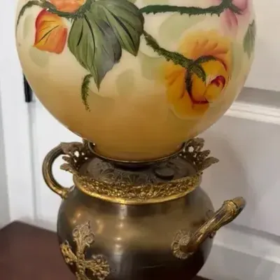 Hand painted Hurricane Lamp Marked IMPD Climax Pt 1990