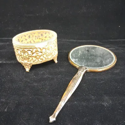 Vintage Trinket Box And Mirror 