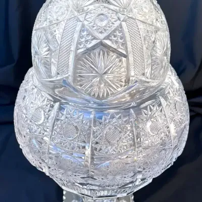 Footed Cut Crystal Covered Jar
