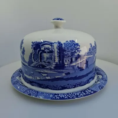 Spode Blue Italian Serving Platter With Dome 