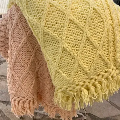 Handmade Crochet Afghans Yellow And Peach Colored