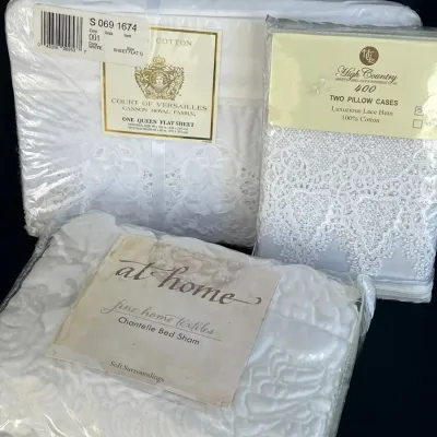 high Country Luxury Lace White Bed Linens 400   New in Package