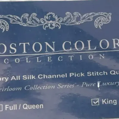 Boston Color Collection King Silk Channel Pick Stitch Quilt New In Package