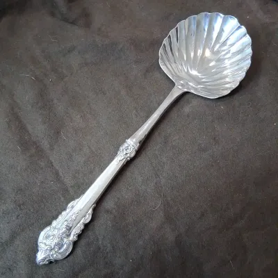 Wallace Grande Baroque Sterling Handle Scallop Casserole Spoon