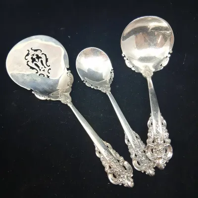 Wallace Grande Baroque Sterling Tomato Server and Spoons