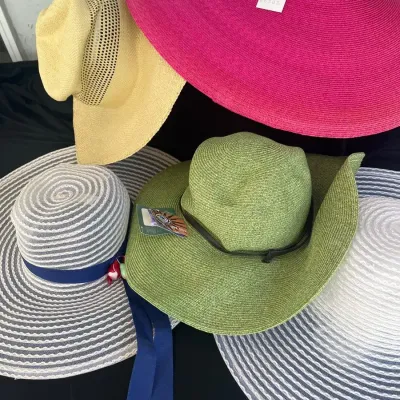 wide-brim straw and crinoline sun hats