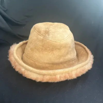 Vintage Fur/wool Trimmed Deerskin Fedora (Medium)