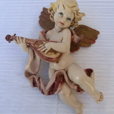 Vintage Fontanini Simonetti Cherub Wall Hanging, Depose Italy #465