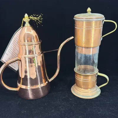 Taste Of Home Entertaining Copper Oil Can & Glass Coffee Drip Filter Set