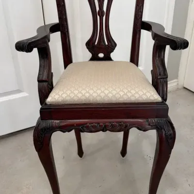 Vintage Chippendale Style Child Size Carved Armchair