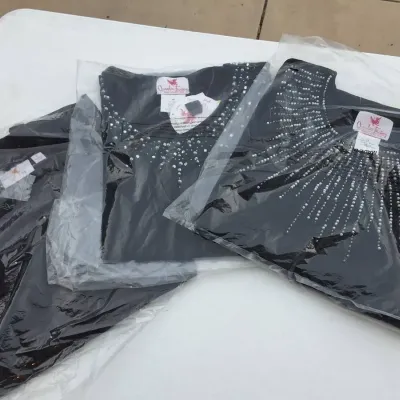 Quacker Factory 3-Piece Black Embellished Tops Size 1X & XL