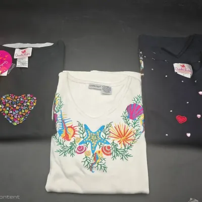 Quacker Factory & Cabin Creek Women's Embellished Tops – Lot of 3 – Sizes 1X & XL – New, Never Worn