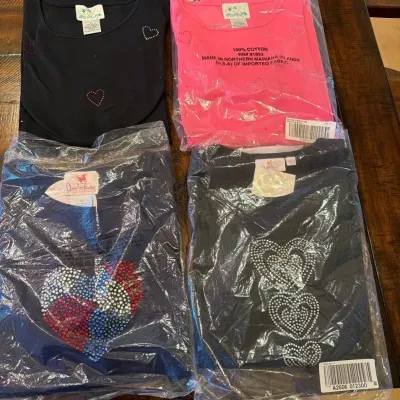 Quacker Factory QVC Heart-Embellished Tops, Size 1X – Lot of 4
