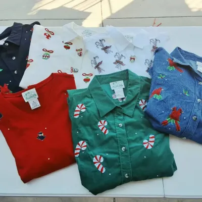 Quacker Factory 6-Piece Christmas Holiday Embroidered Shirt Collection Size 1X 