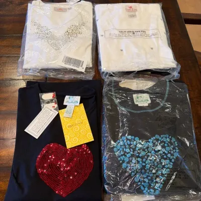 Quacker Factory QVC Heart-Themed Tops, Size 1X – Lot of 5 /NWT