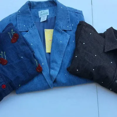 Quacker Factory 3-Piece Embellished Denim Shirt & Jacket Collection Size 1X 