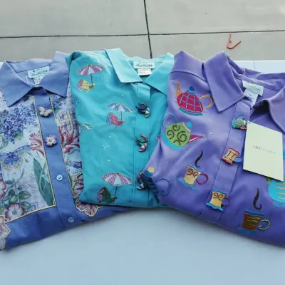 Quacker Factory 3-Piece Embellished Button-Front Shirt Collection Size 1X