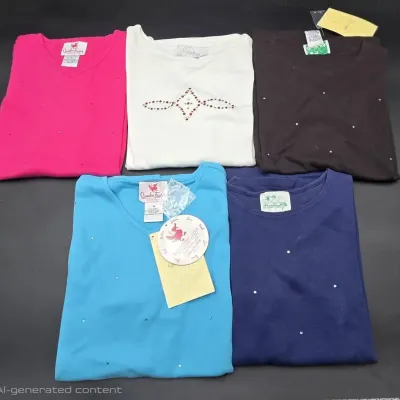 Quacker Factory & Diane's Essentials Women's Embellished Tops – Lot of 5 – Size 1X – New