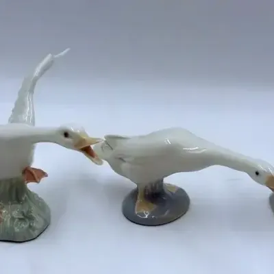 Lladró Porcelain Goose Figurines – Lot of 3