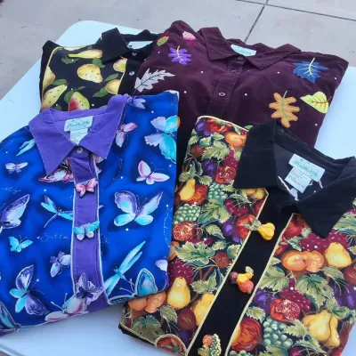 Quacker Factory 4-Piece Embellished Corduroy Shirt Collection Size 1X 