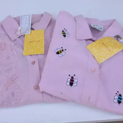 Quacker Factory 2-Piece Pink Embellished Bee & Floral Shirt Set Size 1X 