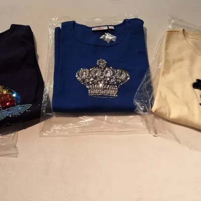 Quacker Factory 3-Piece Embellished Tops Size 1X 