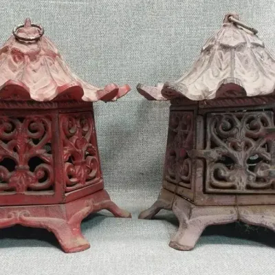 Japanese Cast Iron Pagoda Lanterns